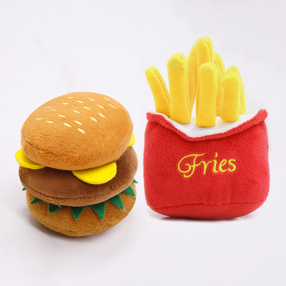 Đồ chơi hình bánh humburger và hình khoai chiên có màu sắc bắt mắt