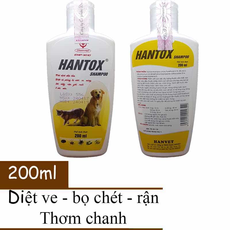 Một chai sữa tắm Hantox vàng