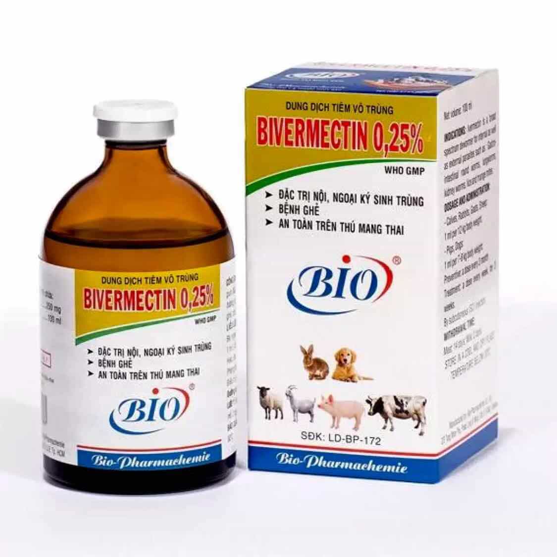 Một hộp thuốc tiêm trị ve chó Bio